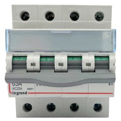 406481 Interrupteur sectionneur tétrapolaire 4P 400V - 63A - 4 modules - Bornes à vis Legrand DX³-IS