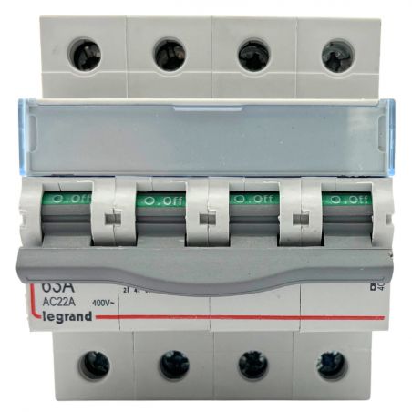 406481 Interrupteur sectionneur tétrapolaire 4P 400V - 63A - 4 modules - Bornes à vis Legrand DX³-IS