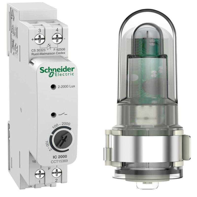 CCT15369 Schneider - interrupteur crépusculaire - avec cellule murale étanche à câbler - Acti9 IC2000