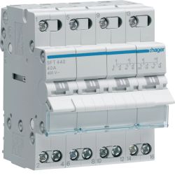 SFT440 Hager Inverseur de source triphasé 4 pôles 40A - Manuel - avec position zéro
