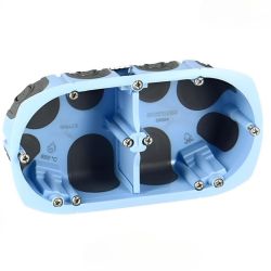 52064 EUR'OHM Boite d'encastrement étanche AIR'metic 2 postes profondeur 40mm entraxe 71mm 4 étriers pour cloisons sèches
