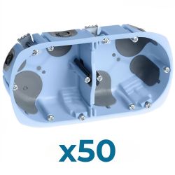 52265 EUR'OHM Lot de 50 boites d'encastrement étanches AIR'metic 2 postes profondeur 50mm entraxe 71mm pour cloisons sèches