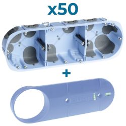 52266 – Lot 50 boites encastrement étanches AIR'metic 3 postes profondeur 40mm entraxe 71mm