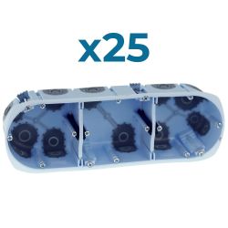 52267 EUR'OHM Lot de 25 boites d'encastrement étanches AIR'metic 3 postes profondeur 50mm entraxe 71mm pour cloisons sèches