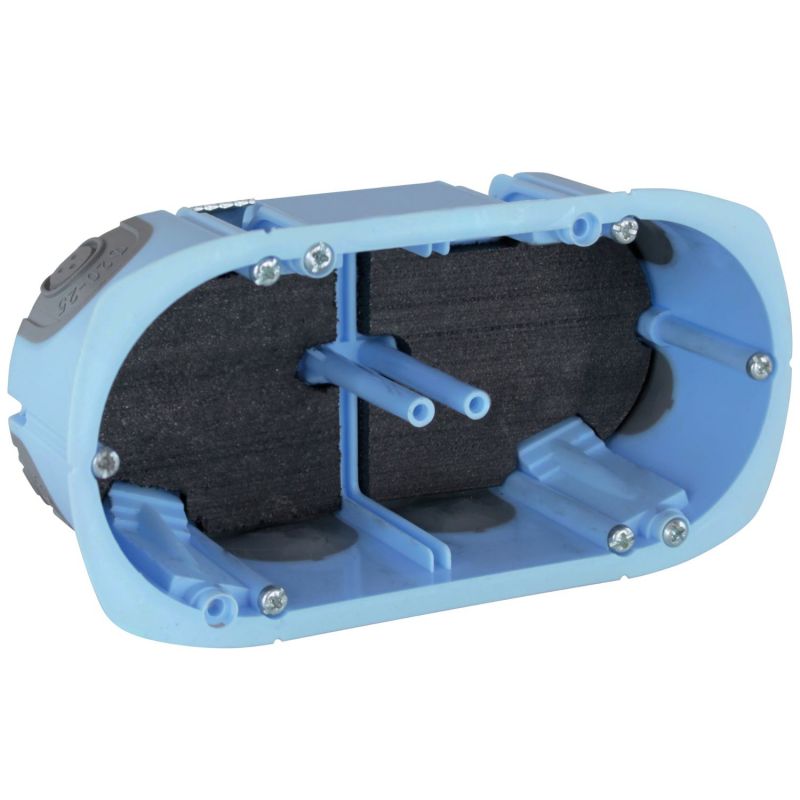 52059 EUR'OHM Boite d'encastrement étanche 2 postesprofondeur 50mm entraxe 71mm coupe-feu EI 120 multimatériaux