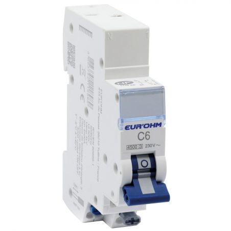 20303 EUR'OHM Disjoncteur 1P+N 6A courbe C connexion rapide/rapide 4,5kA NF