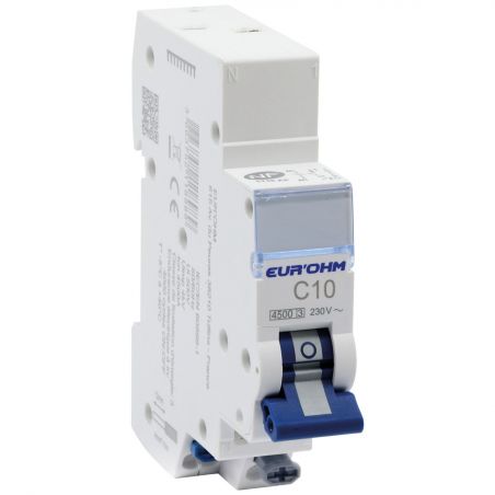 20310 EUR'OHM Disjoncteur 1P+N 10A courbe C connexion rapide/rapide 4,5kA NF