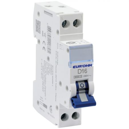 20217 EUR'OHM Disjoncteur 1P+N 16A courbe D connexion vis/vis4,5kA NF