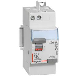 411650 Interrupteur différentiel DX3 2P 63A Type AC arrivée haute + départ haut - Automatique - Legrand