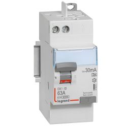 411651 Interrupteur différentiel DX3 2P 63A Type A arrivée haute + départ haut - Automatique - Legrand