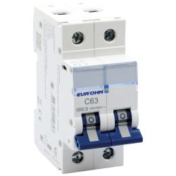 20331 EUR'OHM Disjoncteur 2P 63A courbe C connexion vis/vis 6kA NF