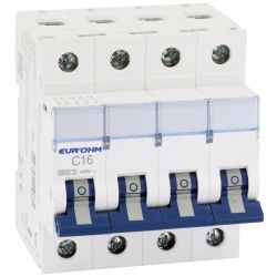 20345 EUR'OHM Disjoncteur 4P 16A courbe C connexion vis/vis 6kA NF