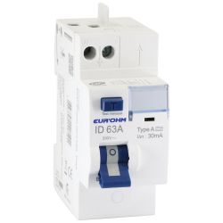 23563 EUR'OHM Interrupteur différentiel 63A 1P+N 30mA connexion haut/haut rapide type ANF