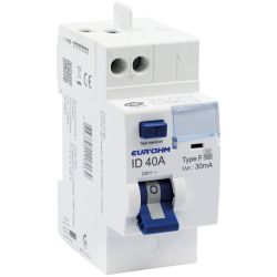 23640 EUR'OHM Interrupteur différentiel 40A 1P+N 30mA connexion haut/haut rapide type ASI (type F)NF
