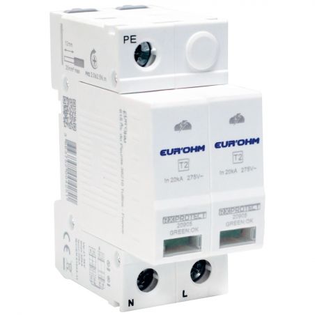 20905 EUR'OHM Parafoudre 1P+NT2, Imax 40kA, In 20kA