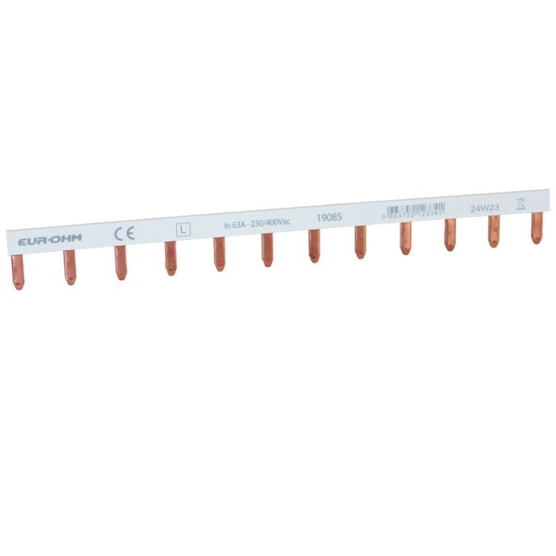 19085 EUR'OHM Peigne horizontal 1P 63A12 dents