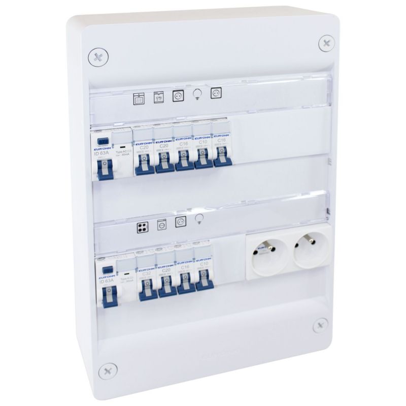 19421 EUR'OHM coffret RX 13m 2R monté-cablé evolutifpour T1/T2