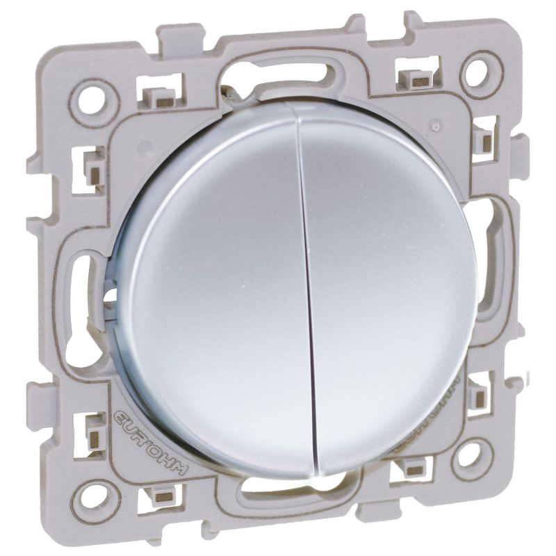 60416 EUR'OHM SQUARE Va et vient + Poussoir Silver