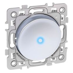 60405 EUR'OHM SQUARE Bouton poussoir 10A lumineuxtémoin Silver