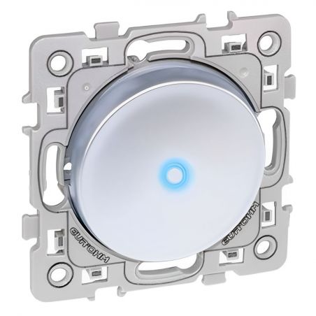 60405 EUR'OHM SQUARE Bouton poussoir 10A lumineuxtémoin Silver
