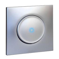 60405 EUR'OHM SQUARE Bouton poussoir 10A lumineuxtémoin Silver