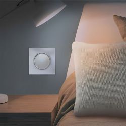 60405 EUR'OHM SQUARE Bouton poussoir 10A lumineuxtémoin Silver