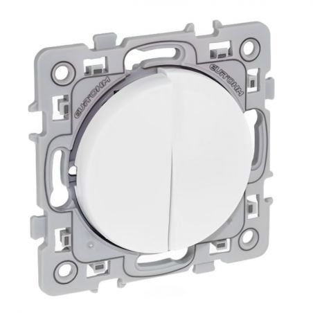 60210 EUR'OHM SQUARE double Interrupteur va et vient blanc
