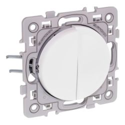 60213 EUR'OHM SQUARE double Interrupteur va et vient blanc à griffes