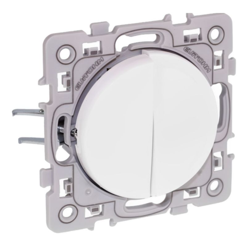 60213 EUR'OHM SQUARE double Interrupteur va et vient blanc à griffes