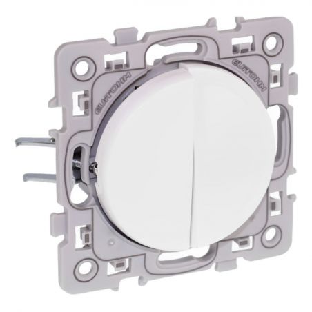 60213 EUR'OHM SQUARE double Interrupteur va et vient blanc à griffes