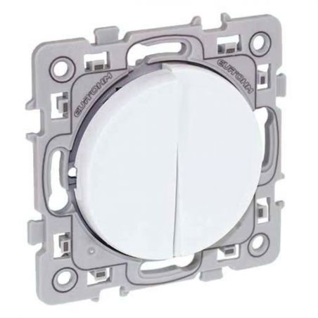60216 EUR'OHM SQUARE Interrupteur va et vient + Bouton poussoir blanc