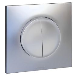 60416 EUR'OHM SQUARE Interrupteur va et vient + Bouton poussoir Silver