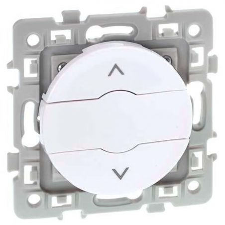 60223 EUR'OHM SQUARE Interrupteur volet roulant 3 positions montée/descente/stop blanc blanc