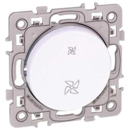 60217 EUR'OHM SQUARE Poussoir à contact NF ( normalement fermé) blanc pour commande de bouche d'extraction VMC hygroréglable