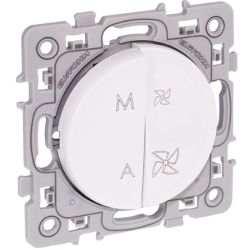 60225 EUR'OHM SQUARE Interrupteur VMC 2 vitesses avec interrupteur marche/arrêt blanc