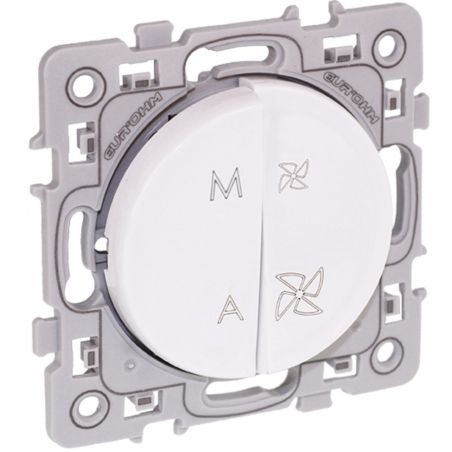 60225 EUR'OHM SQUARE Interrupteur VMC 2 vitesses avec interrupteur marche/arrêt blanc