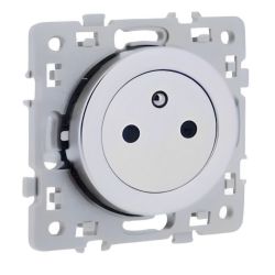 60439 EUR'OHM SQUARE Prise de courant 2P+T affleurante Silver