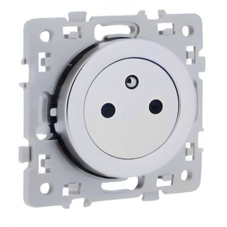 60439 EUR'OHM SQUARE Prise de courant 2P+T affleurante Silver