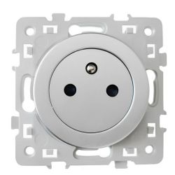 60439 EUR'OHM SQUARE Prise de courant 2P+T affleurante Silver