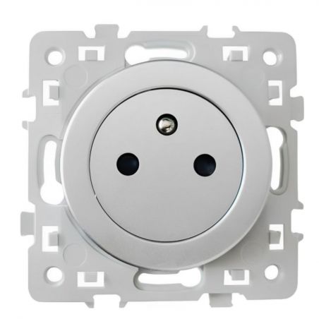 60439 EUR'OHM SQUARE Prise de courant 2P+T affleurante Silver