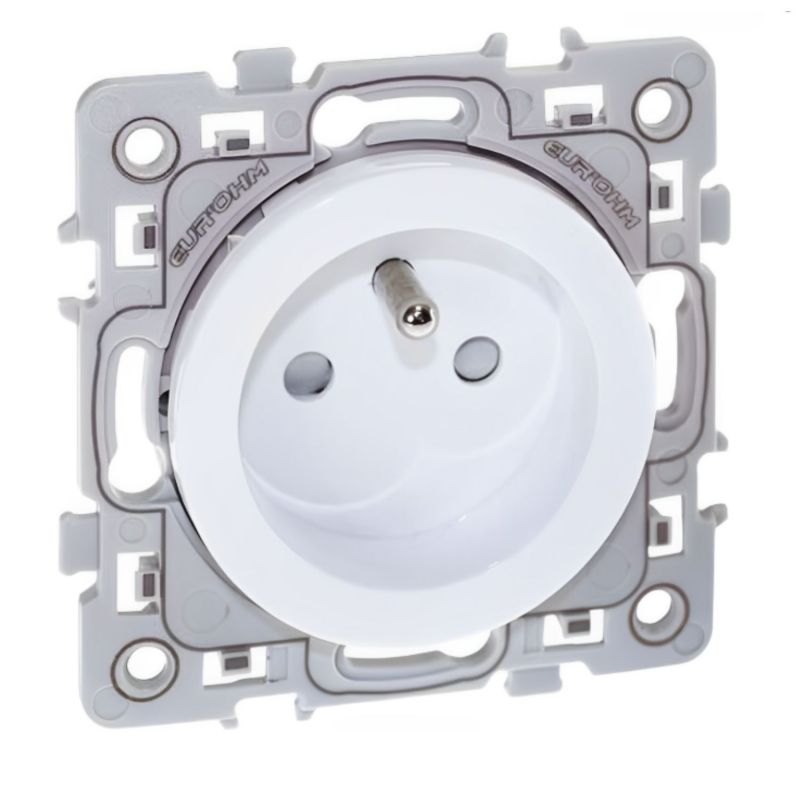 60269 EUR'OHM SQUARE Lot de 50 Prises de courant 2P+T blanc PACK CHANTIER