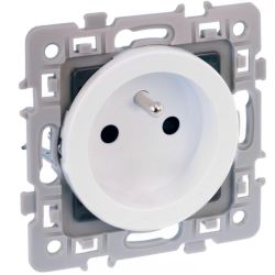 60257 EUR'OHM SQUARE Prise de courant 2P+T spéciale rénovation à griffes blanc