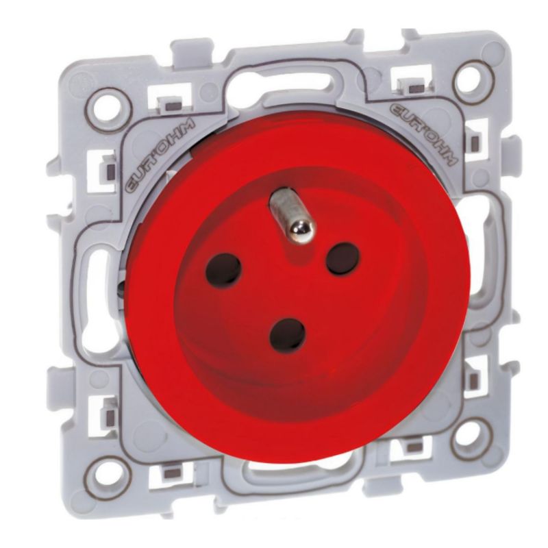 60262 EUR'OHM SQUARE Prise de courant 2P+T rouge détrompée