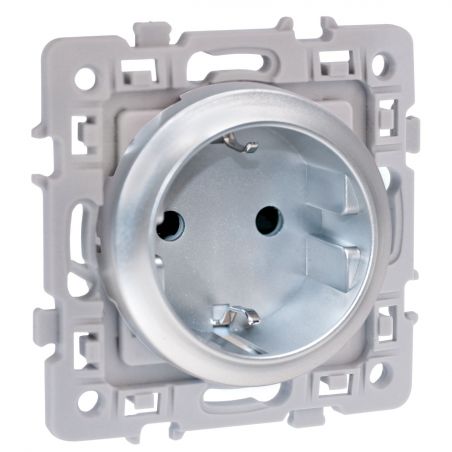 60477 EUR'OHM SQUAREPrise de courant 2P+T Schuko Silver