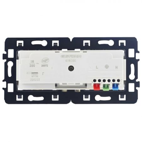 60263 EUR'OHM SQUARE Double prise de courant 2P+T précablées blanc