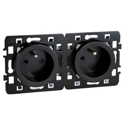 60363 EUR'OHM SQUARE Double prise de courant 2P+T précablée anthracite