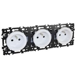 60287 EUR'OHM SQUARE Triple prise de courant 2P+T précablée blanc