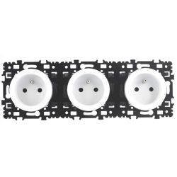 60287 EUR'OHM SQUARE Triple prise de courant 2P+T précablée blanc