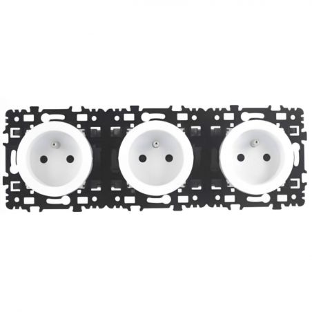 60287 EUR'OHM SQUARE Triple prise de courant 2P+T précablée blanc