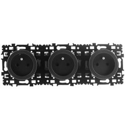 60387 EUR'OHM SQUARE Triple prise de courant 2P+T précablée anthracite